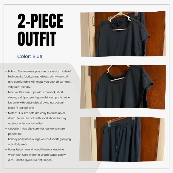 Eytino Womens Plus Size 2 Piece Tracksuit Outfit - Picture 2 of 5